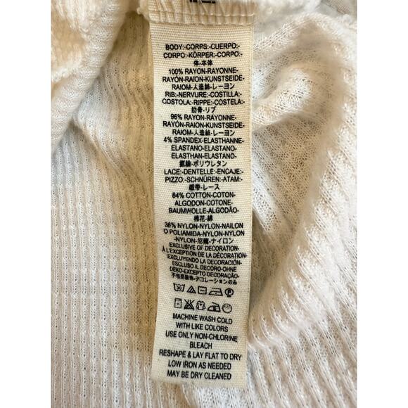 Free people spring valley lace trim thermal top S boho oversized - Picture 6 of 8